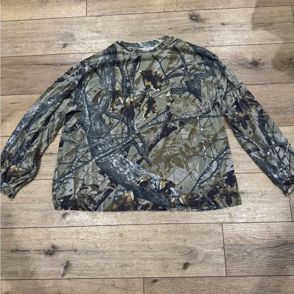 Vintage Hunting Camouflage Long‎ Sleeve Pocket Shirt 3X